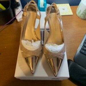 Gold color sling back dress shoes